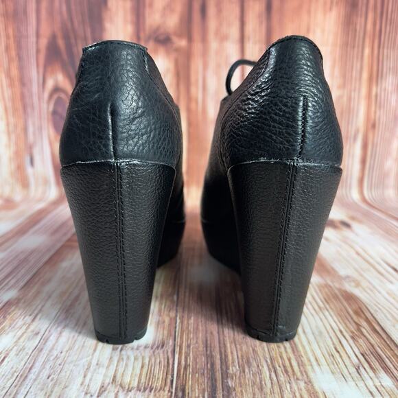 Kork Ease JANELLE Sz 7.5 Leather Oxford Wedge High Heel Bootie Shoes Witchy Goth - Picture 4 of 11